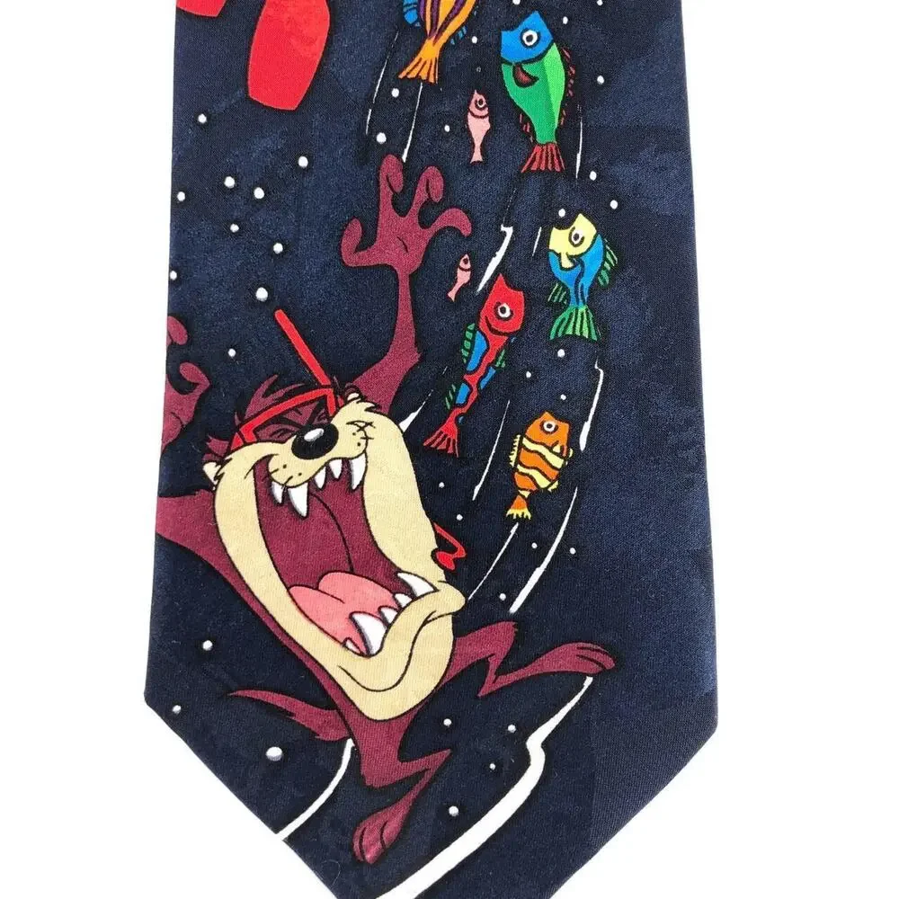 90s Looney Tunes Mania fishing neck tie 1990s vintage